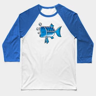 Sleepy Blue Fish Baseball T-Shirt